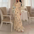 summer new women's clothing: cross-border european and american style dress - casual fashion printed a-line long sleeve dress