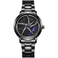 New hollow-out creative tech men's steel band watch with rotating bezel - cross-border quartz watch
