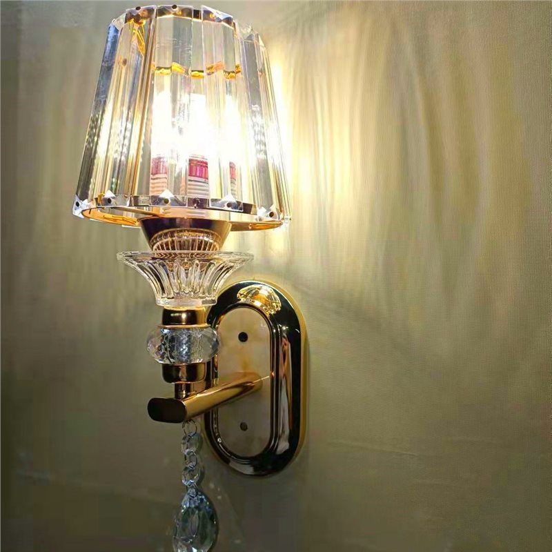 Minimalist modern luxury crystal wall sconce - bedroom bedside lamp, wall light for stairwells, hallways, living room accent wall, led lighting fixture