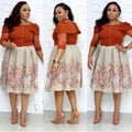 supply digital printing with pure color one-shoulder lotus leaf sleeves and waist a-line skirt with matching belt of the same color