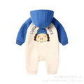 Baby autumn clothes one-piece small maruko raglan sleeves fleece-lined hooded one-piece rompers newborn spring & fall pajamas