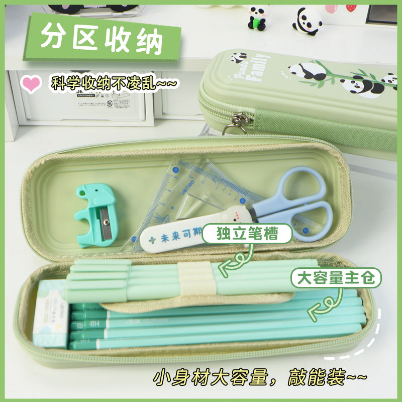 School season pencil case cartoon panda stationery case large capacity primary and secondary school students cute pencil case 2024 new pencil case
