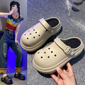 Women's clogs summer outdoor wear non-slip thick sole slippers "stomping on shit" feel couple casual two-wear closed-toe beach sandals
