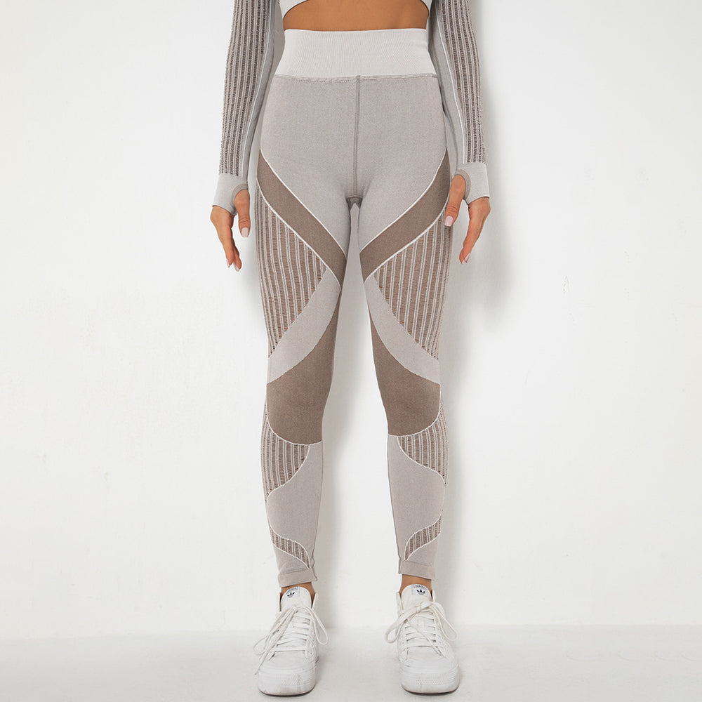 In stock! fashion cross-border seamless knittingsexystripes moisture-wicking yoga pants sports running fitness pants for women