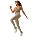 European and american new seamless yoga set: camisole, beautiful back sports bra, tummy control high-waisted butt-lifting leggings for running and fitness