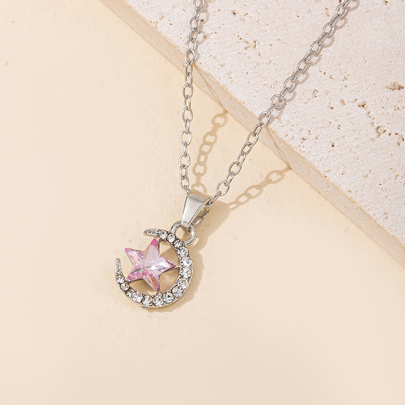 Wholesale autumn/winter necklace accessories: european and american cross-border jewelry, women's versatile diamond-studded star alloy pendant, minimalist sweater chain