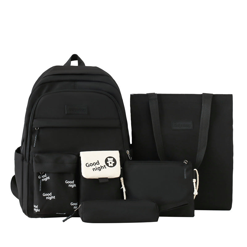 School season primary and secondary school students schoolbag make-up bag four-piece Korean version small fresh large capacity backpack student schoolbag