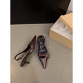 Niche style high heels red toe cap sandals fairy shoes 2024new arrival spring summer black french pointed toe flats