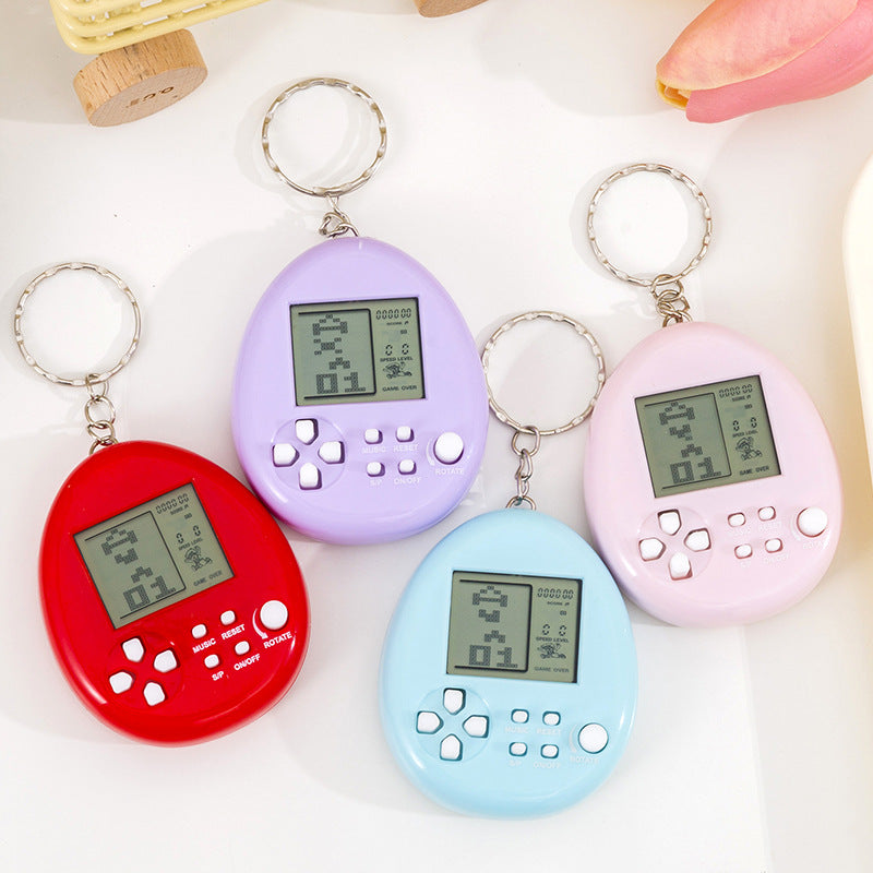 creative round keychain tetris mini game console toy handheld electronic game console charm