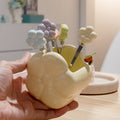 Creative sunflower stainless steel fruit fork desktop decoration ornament ceramic storage jar suit exquisite afternoon tea knife and fork