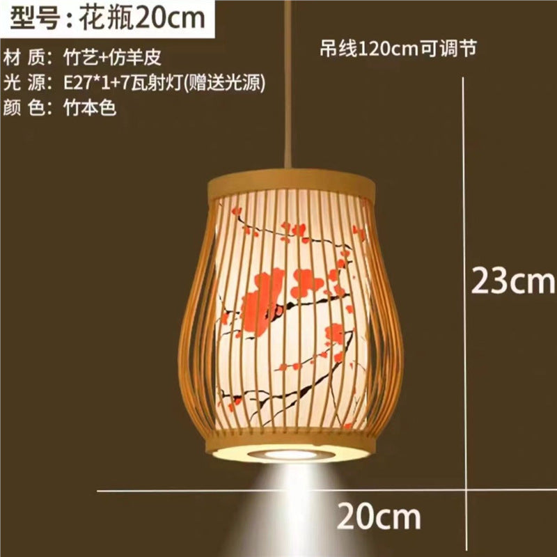 Hot pot restaurant box with spotlight bamboo lantern chandelier Chinese hotel private room store homestay bamboo stick house lamp