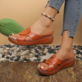 Southeast asia export new arrival wedge hollow one-piece slippers women's cross-border open toe rivets lightweight thick sole beach sandals