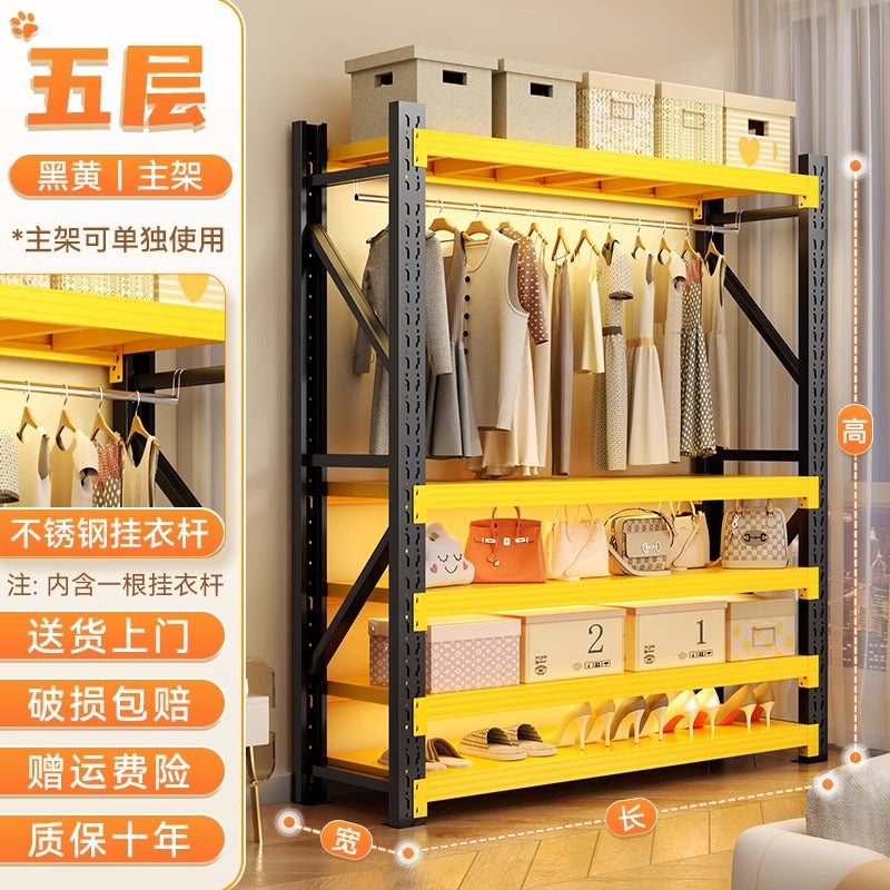 For homeshelves wardrobe bedroom simple assembly coat rack open floor standing hole board angle steel clothes rack storage rack