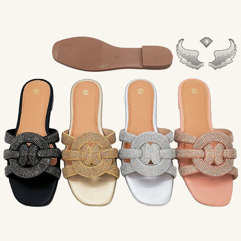 Suriname new  women's slippers light luxury with diamonds fashion wear-resistant craft shoes Ladies slippers