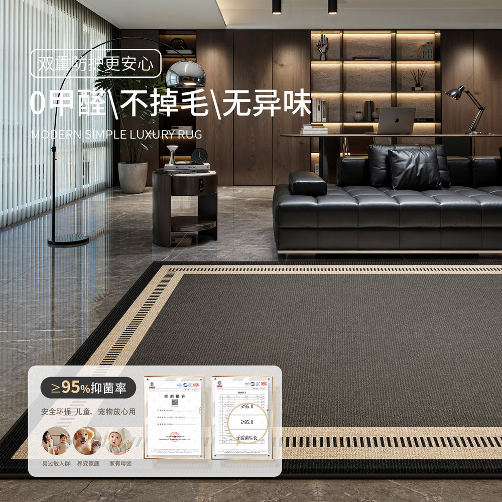 Carpet living room italian normcore black high-end modern simple waterproof washable bedroom floor mat large area