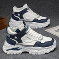 High-top men's shoes 2025 new arrivalwinter youth sports junior high school students running thick sole leather dad shoes men