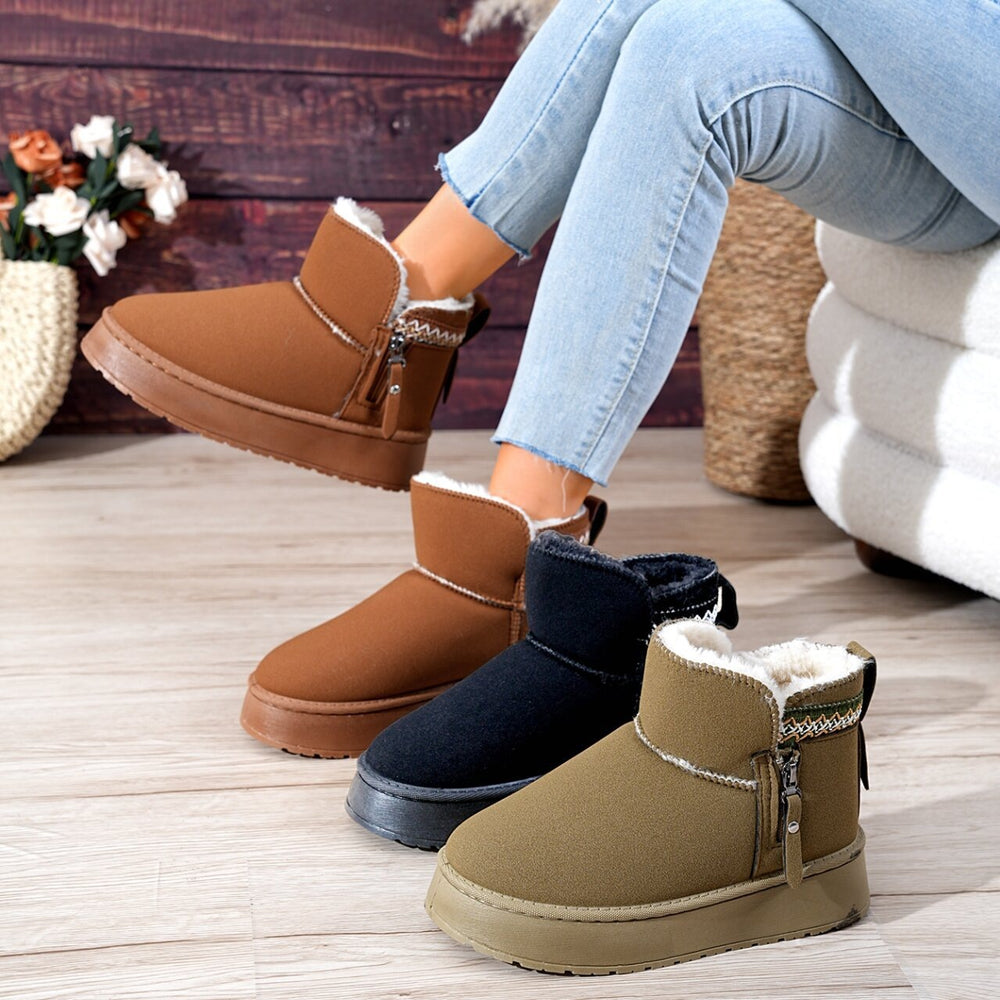 side zipper thick solefleece-linedheattech snow boots for women winternew arrival cotton boots plus sizeexport short boots