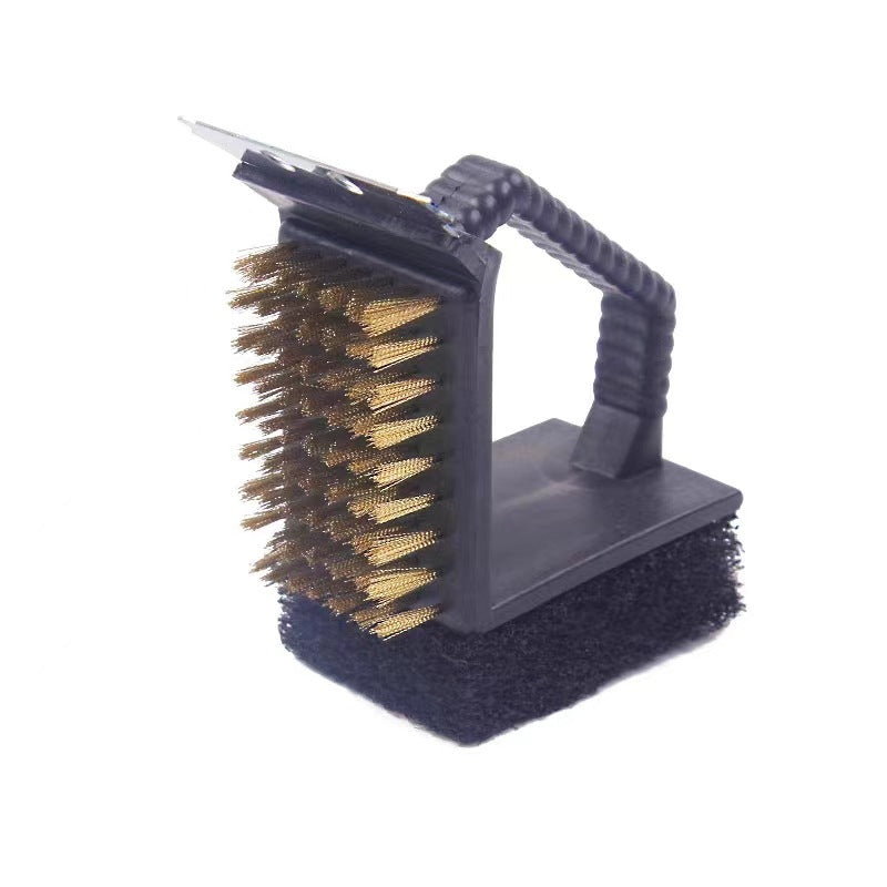 Oven cleaning accessory tool all-in-one brush plastic copper wire brush three-in-one cleaning brush bbq high-temperature cleaning gadget
