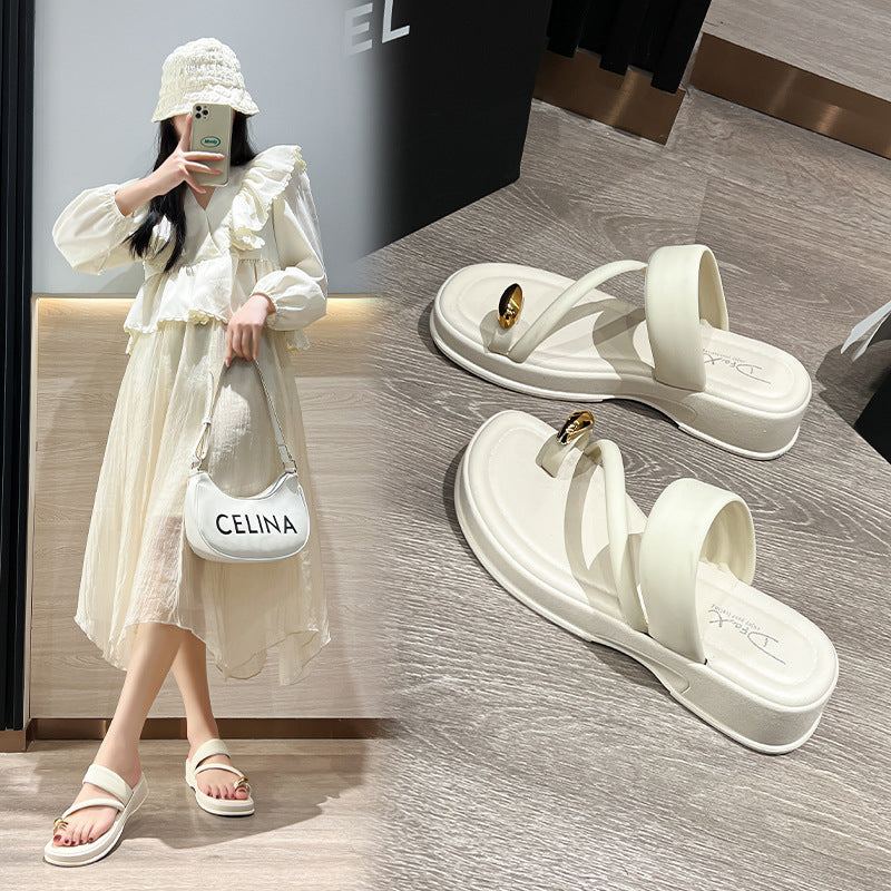 New women's closed-toe slides - summer korean style lazy slip-on fashionable flat sandals