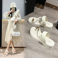 New women's closed-toe slides - summer korean style lazy slip-on fashionable flat sandals