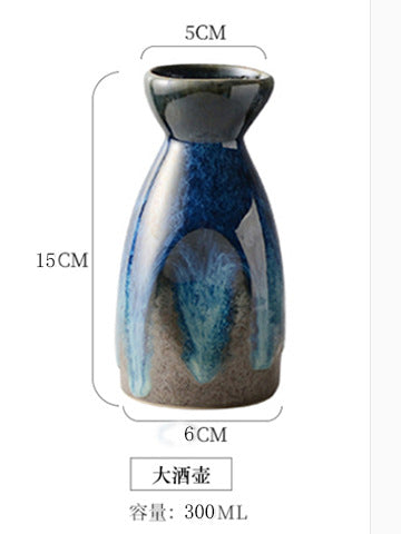 Japanese ceramic kiln turns blue wine set japanese red wine glass wine bottle set yellow wine soju white wine glass sake bottle cup