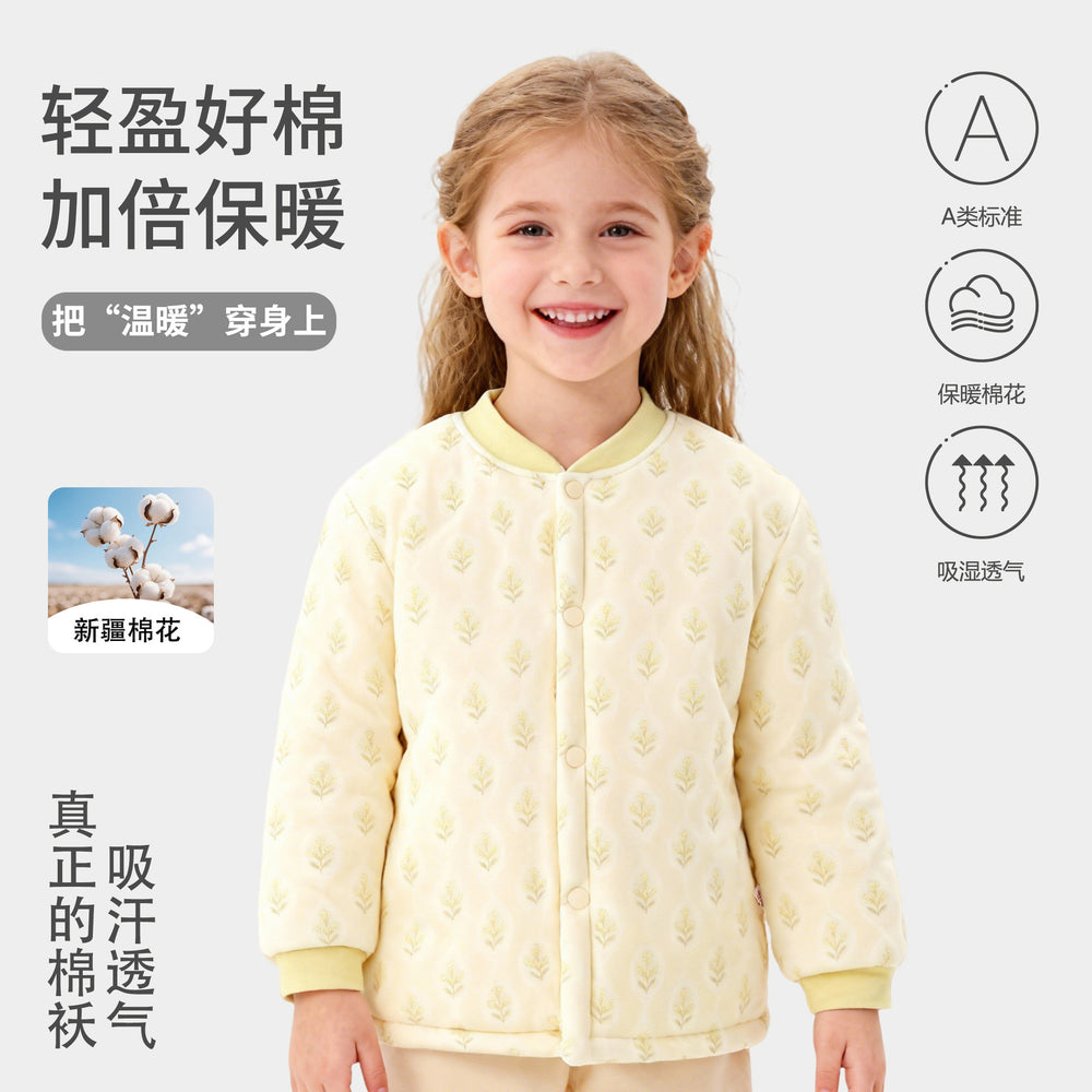 [added layer of 100% cotton] baby cotton-padded jacket winter outer wear for boys and girls heattechtopskids cotton-padded jacket cotton outwear