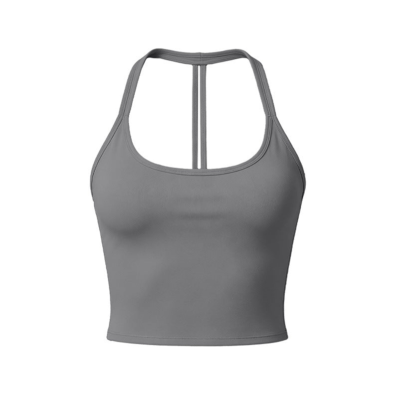 Amazon's new brushed yoga vest v-shaped cut out sports bra for women running exercise fitness vest