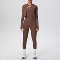 pure color brushed tight one-shoulder vest nine-point long three-piece sports running fitness yoga suit