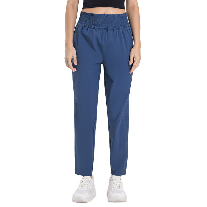 New outdoor skin-friendly ice silk thin moisture-wicking yoga fitness straight-leg pants slim fit running sports trousers women's dss073