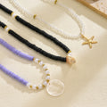 Wholesale polymer clay pearl necklaces - european & american bohemian purple beaded accessories - ocean-inspired starfish layered necklaces for women