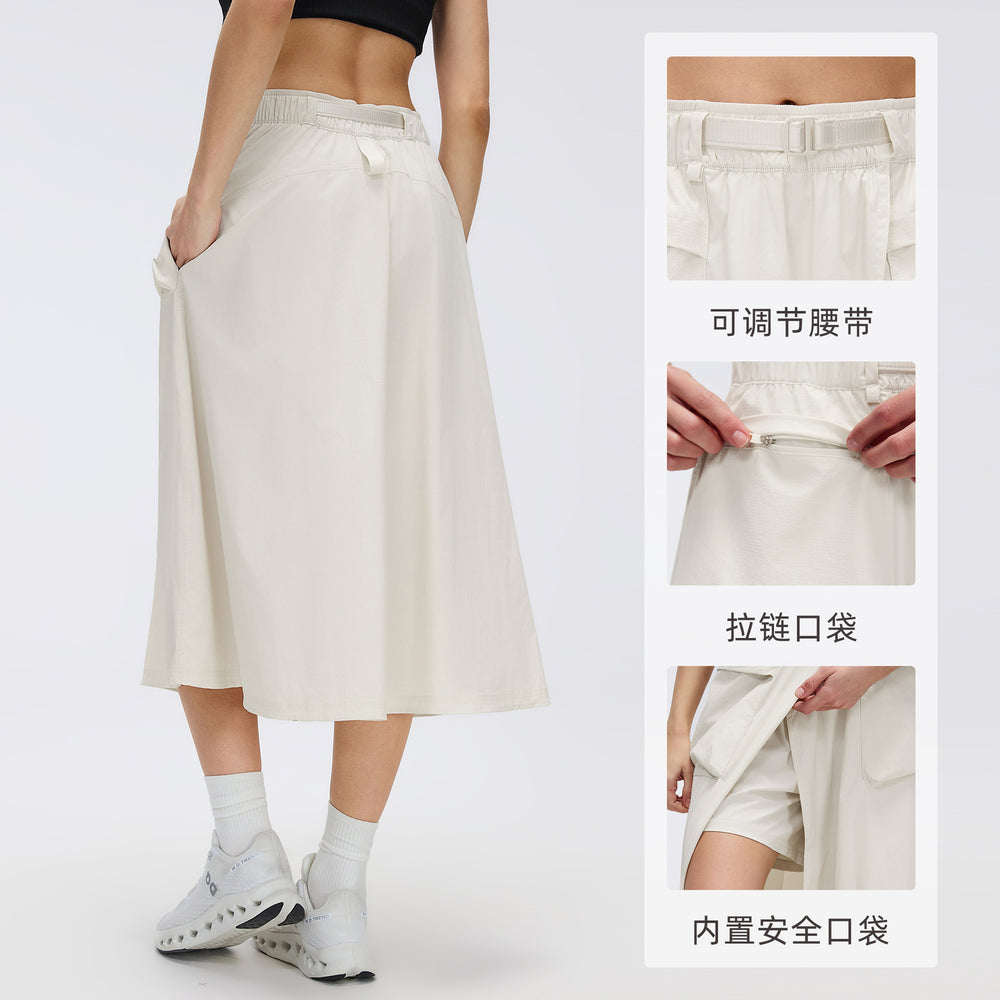 Women's active skirt - summer casual versatile cargo skirt - outdoor water-resistant large pocket midi skirt d26048