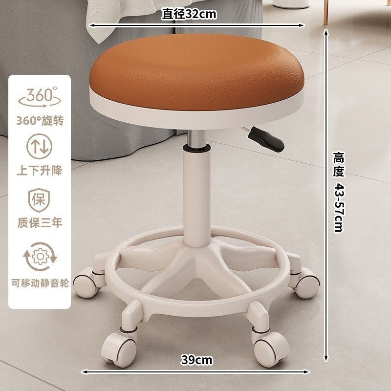 Beauty stool adjustable rotate pulley round stool backrest makeup chair dressing chair movable office chair hairdressing stool no