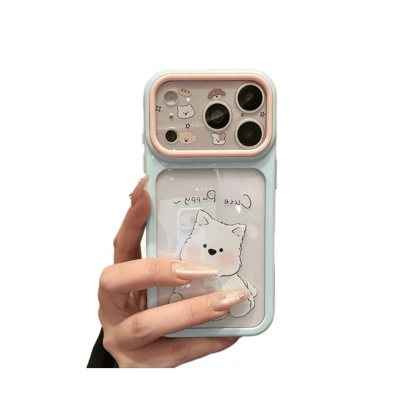 Suitable for apple 17promax mobile phone case cartoon tilted head west highland puppy english iphone18 starry sky case 16