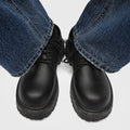 Men's leather dress shoes: spring casual retro chunky platform derby shoes, british style black wide fit trendy shoes