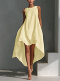 spring cotton linen asymmetrical sleeveless sundress for women - perfect for european and american  independent stores & vacation getaways
