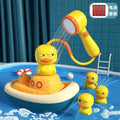 Kids' bath toys - summer sunflower shower head, little yellow duck water play toys, baby bath tub water fun set