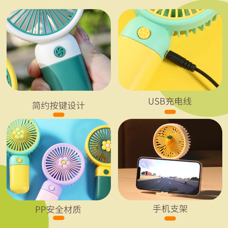 Bestselling cross-border handheld fan - portable usb rechargeable mini cartoon desk fan for office use