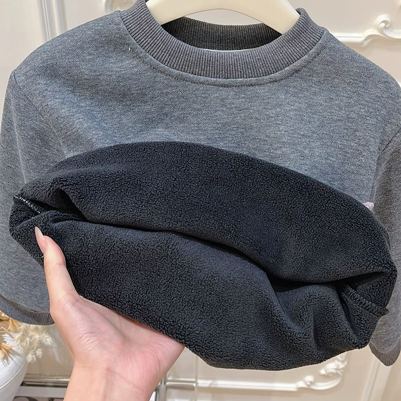 New girls' fall/winter fleece-lined top with lace trim - baby girl's autumn base layer, kids' early autumn outerwear sweatshirt, children's clothing