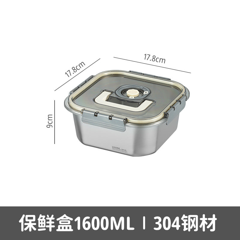 Cross-border fresh-keeping box sealed dumpling box 304 stainless steel sub-packaging refrigerator storage freezing box handle lunch box wholesale