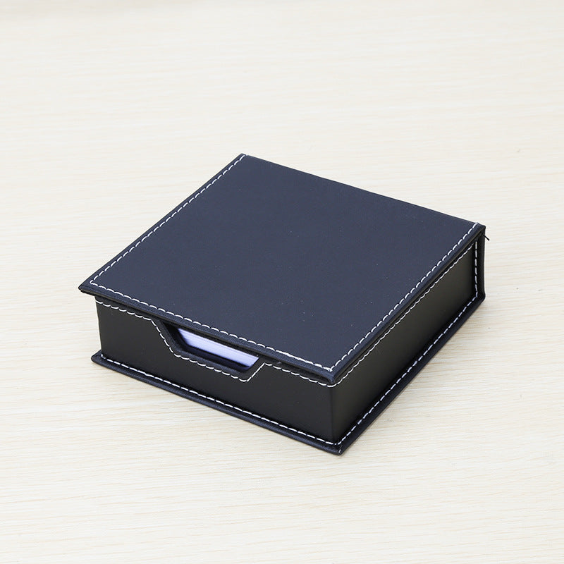 Solid color leather note box, personalized office desktop note paper small storage box, creative note box