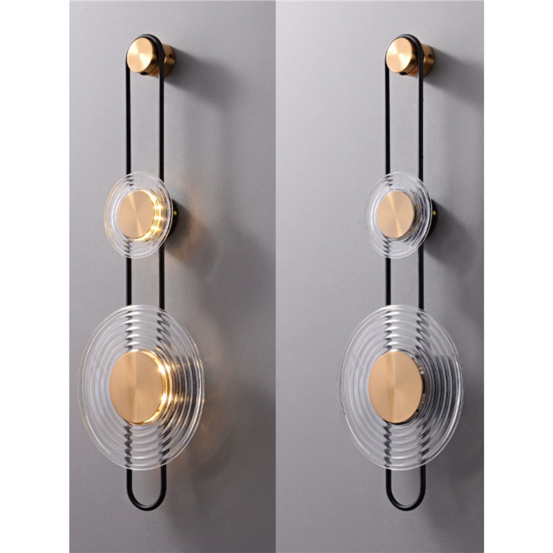 Modern minimalist wall sconce, long style, solid brass, for living room backdrop, hallway, aisle, glass ripple bedside, project wall lighting