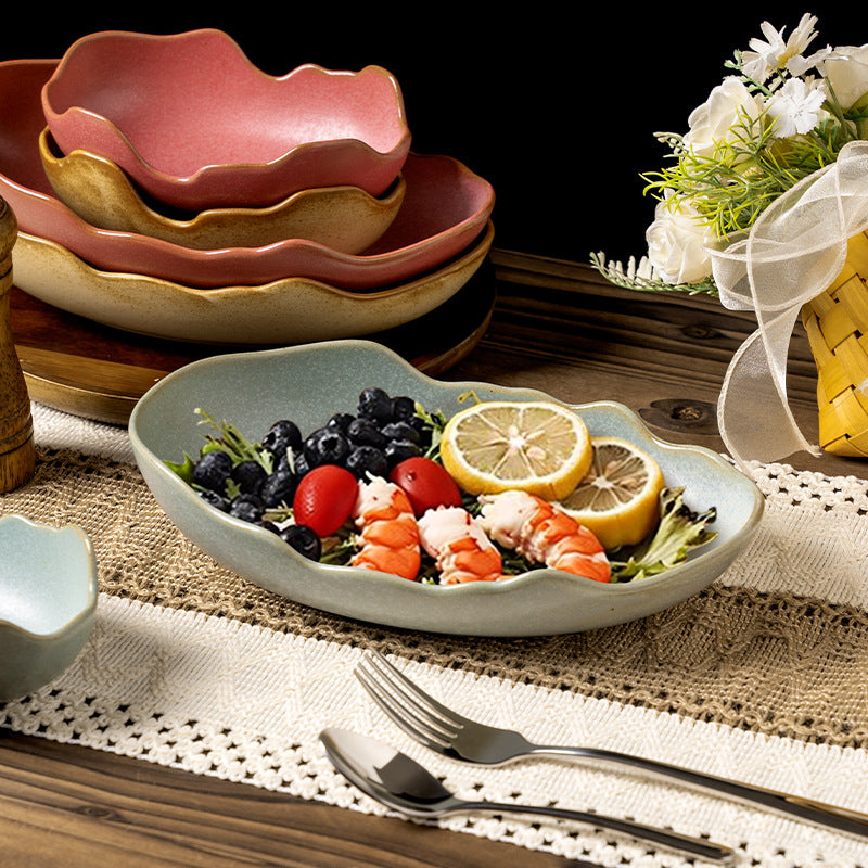 Stylishretro bowl restaurant hotel for homespecial shaped dessert bowl pastry rice bowl fruit salad dried fruit ceramic bowl
