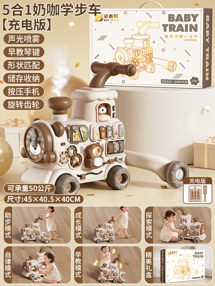 Baby multifunctional 5-in-1 walker stroller, educational anti-tip spray glider, cross-border hot-selling toy