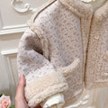 Girls' fall/winter fleece-lined outerwear, autumn baby cute early autumn clothes, korean style outing top, children's clothing