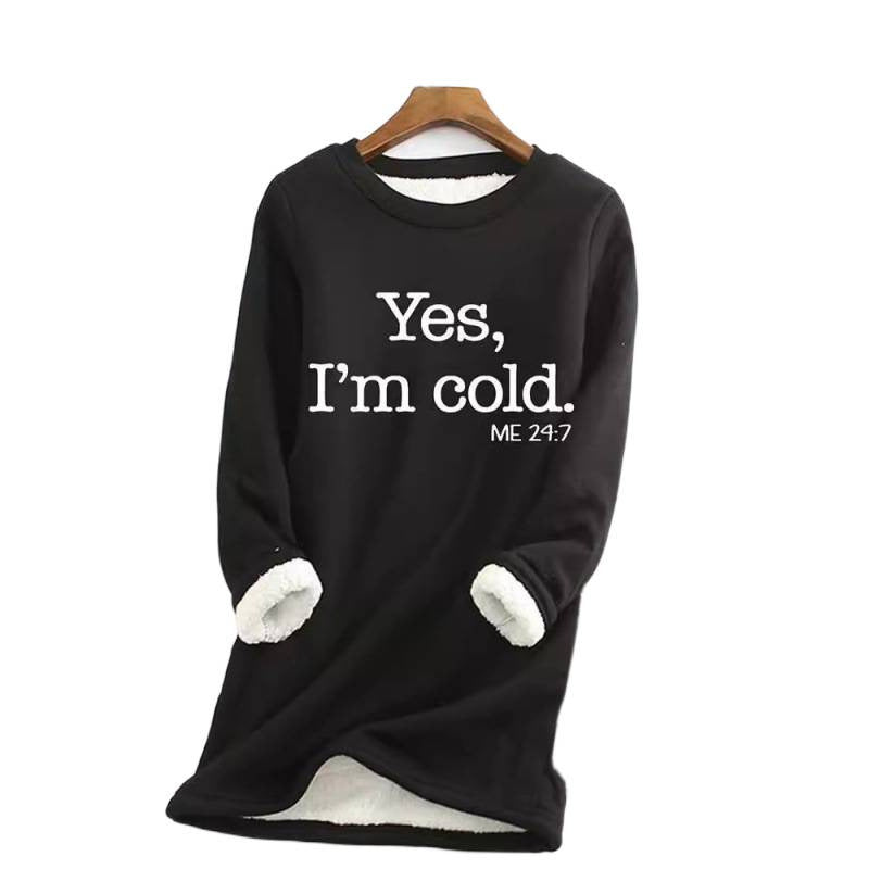 fall/winter new arrival: european and american style crew neck long sleeve fleece-lined base layer mid-length letter print sweatshirt for women