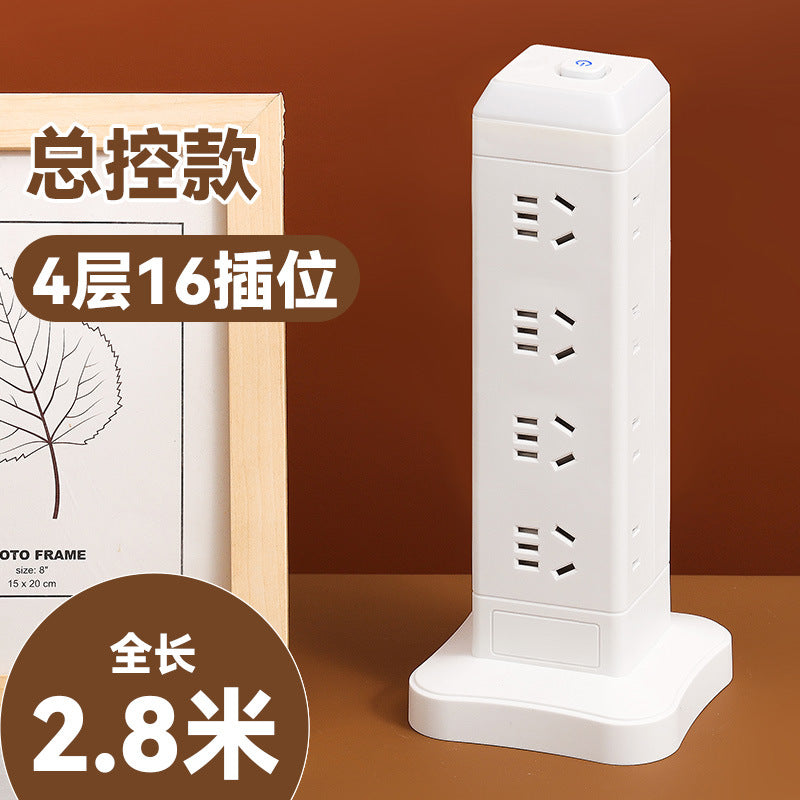 Authentic home & office vertical power strip - multi-outlet, pure copper, with usb ports - tower style