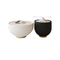 Nordic light luxury coffee table modern living room table small apartment size combination round rock slab leather creative bowl coffee table