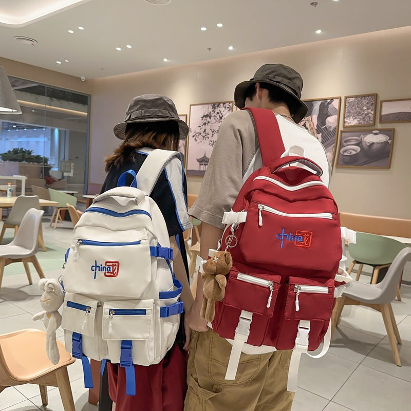 New Chinese style schoolbag for female junior high school students Guochao backpack fashion college students high school students large capacity backpack men