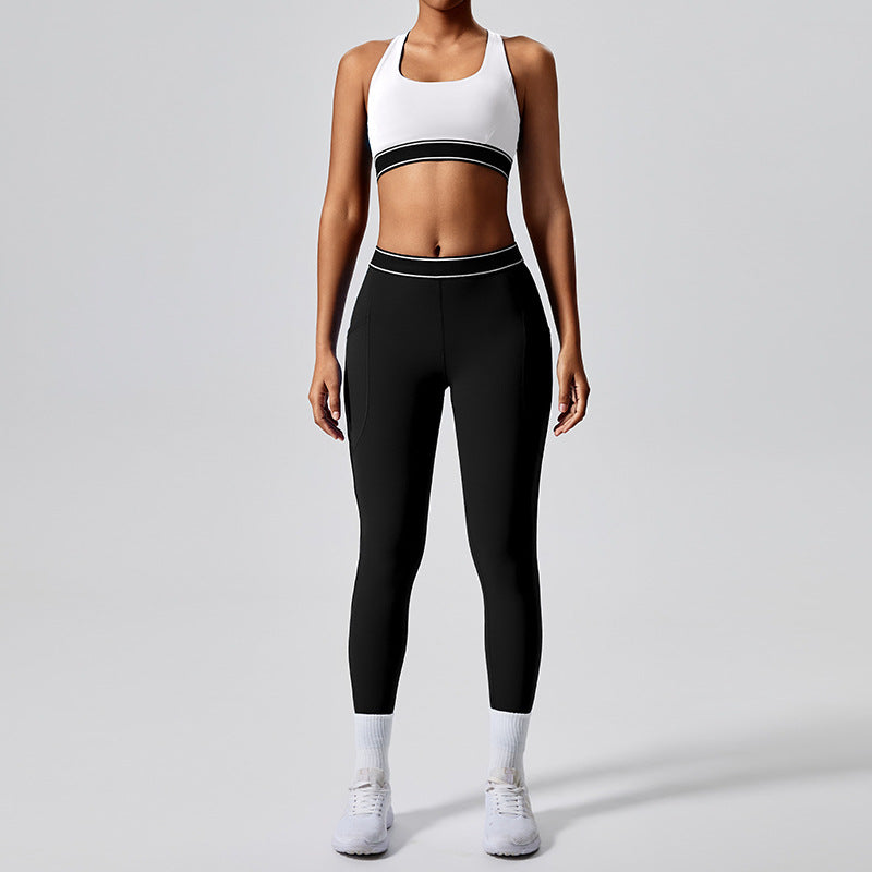 new arrival with chest pad elastic fitness fashion yoga clothes two-piece set women's pilates sports yoga clothes suit