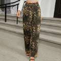 European and american cross-border e-commerce women's autumn new arrivals:  independent site washed wild leopard print denim straight-leg jeans